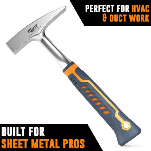 Vista 6 de Martillo de chapa de 18oz de Mutt Tools - Martillo profesional para dar forma a metales para hojalateros - Martillo forjado para HVAC con mango