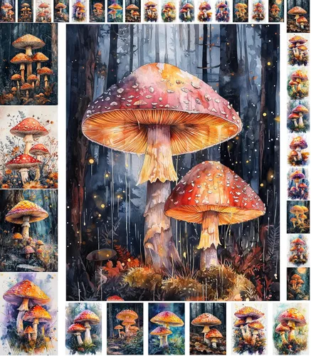 Vista 11 de Paquete de papel Decoupage (35 hojas de 6 x 8 pulgadas) bayas de otoño: hojas naranjas y rojas con bayas vibrantes y follaje dorado en diseños