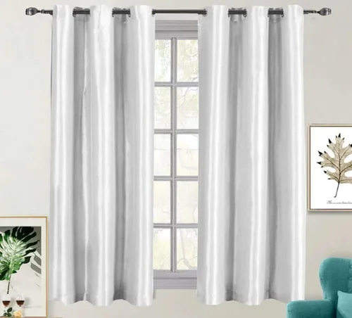 Vista 2 de Royal Tradition Cortinas opacas de 42 x 96 pulgadas, juego de 2 paneles de cortinas blancas con aislamiento térmico para oscurecer la habitación