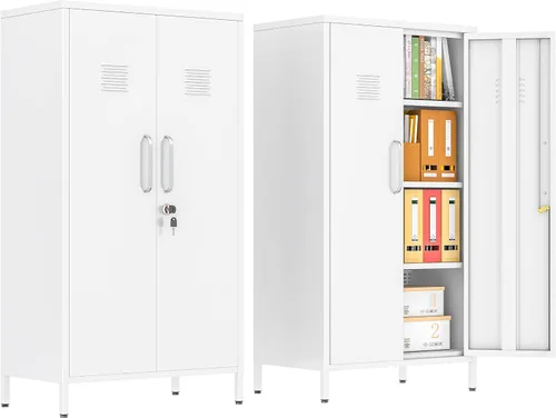 Vista 22 de Gabinete de almacenamiento de casillero de metal de 24.5"H con cerradura - Gabinete pequeño con cerradura para empleados, gabinete de casillero