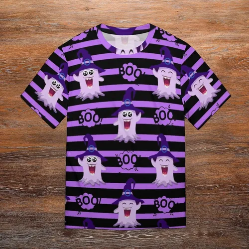 Vista 7 de Helloween Boo - Camiseta de manga corta con cuello redondo y manga corta