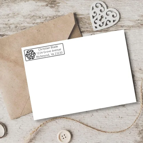 Vista 3 de PSI - Sello de dirección de enlaces celtas preentintados, sello rectangular de dirección familiar, regalo personalizado, estampado de fácil presión