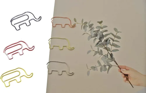 Vista 3 de Clips decorativos con forma de elefante, 60 unidades Lindos regalos de oficina de elefante