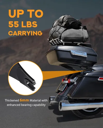 Vista 2 de PBYMT Montura de Paquete de Viaje Más Gruesa para Portaequipajes Desmontable Compatible con Harley Davidson Touring Street Glide Road King Electra
