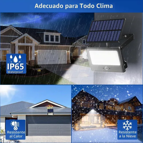 Vista 5 de Paquete de 8 luces LED solares de pared para exteriores, luces de seguridad con sensor de movimiento de 20 W con 3 modos de iluminación, luz