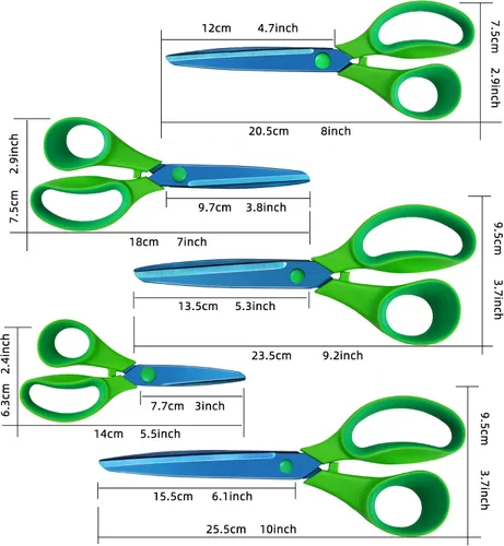 Vista 7 de Tijeras, resistentes chapadas en titanio azul con cuchillas afiladas de acero inoxidable, asas de agarre cómodo, multiusos para la escuela, hogar