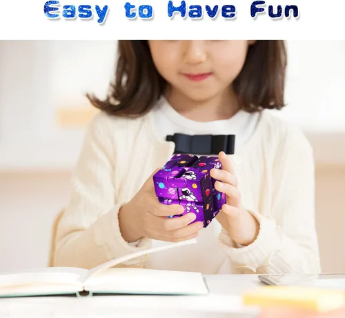 Vista 7 de 12 cubos infinitos, mini juguetes para ansiedad geniales para niños y adultos, dispositivo sensorial mejor para el estrés. Bloques de mano