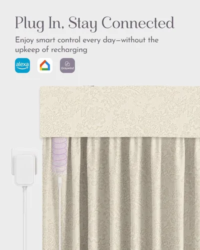 Vista 4 de Graywind Cortinas motorizadas con riel, cortinas inteligentes para oscurecer la habitación, cortinas cableadas compatibles con control remoto Alexa