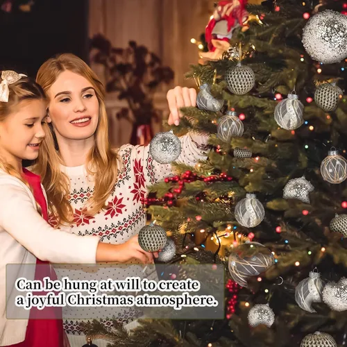 Vista 7 de Mupera Paquete de 9 adornos de Navidad con purpurina, bolas inastillables de lentejuelas doradas champán, decoración colgante de alta calidad