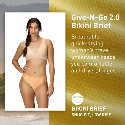 Vista 14 de ExOfficio Give-N-Go 2.0 - Calzones de bikini para mujer, transpirables, duraderos, de fácil cuidado, ropa interior de viaje