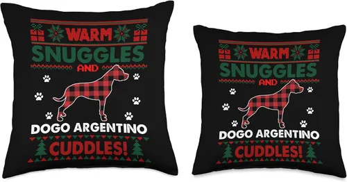Vista 3 de Dogo Argentino Dog Owners Matching Family Pajama Dogo Argentino Lovers Gifts - Cojín feo de Navidad, 16 x 16 pulgadas, multicolor