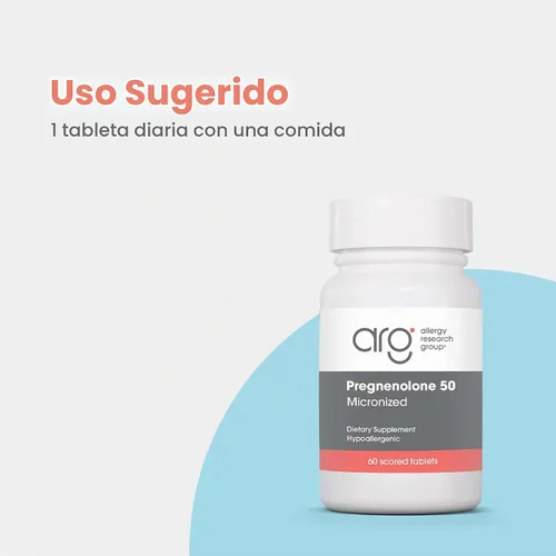 Vista 3 de Allergy Research Group - Pregnenolone 50mg Micronized Lipid Matrix 60t, Azul