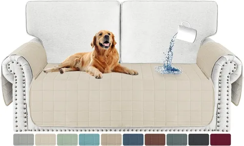 Vista 16 de MAXIJIN Funda de silla impermeable lavable para perros, funda de asiento acolchada para sillón con bolsillos laterales, protector de muebles Negro