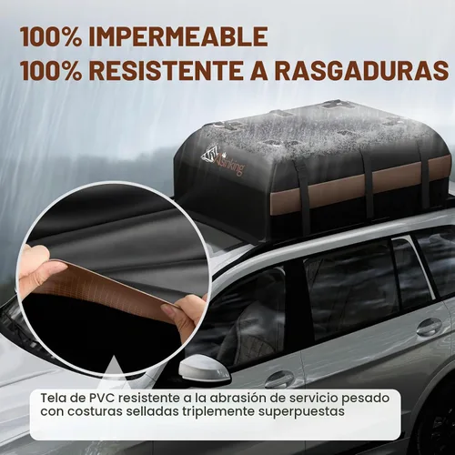 Vista 3 de Asinking Bolsa de carga para techo de automóvil, bolsa de carga impermeable de 15 pies cúbicos para sedán, SUV, minivan, apto para vehículos con/sin