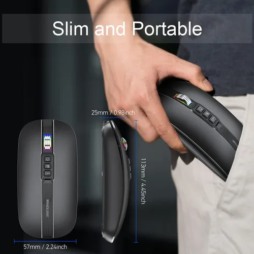 Vista 8 de FMOUSE Ratón inalámbrico Bluetooth delgado portátil con múltiples botones para pantalla de escritorio con un solo clic, ajuste de velocidad