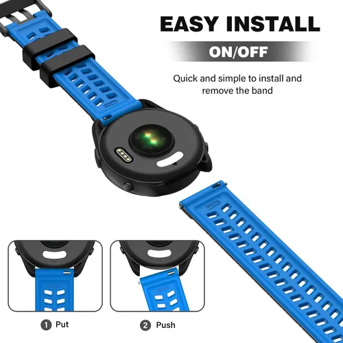 Vista 6 de OVERSTEP Correa de silicona de 0.866 in compatible con Garmin Vivoactive 4, Venu 2, Forerunner 265, 255, Samsung Gear S3 Frontire, Galaxy Watch