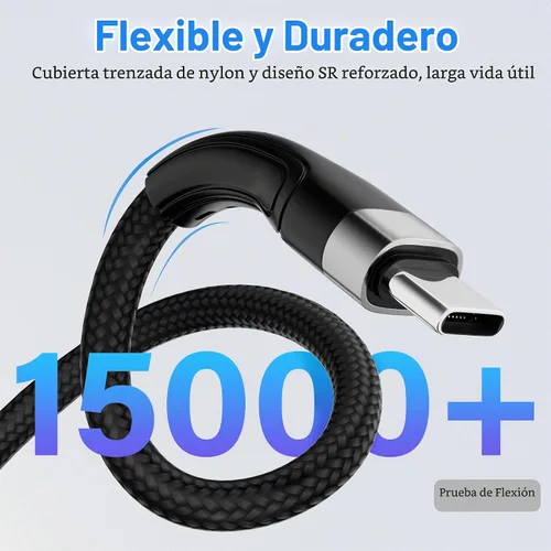 Vista 3 de Cable USB C (1 pie/12 pulgadas, paquete de 10), cable USB A a USB, carga