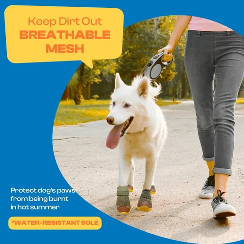 Vista 3 de Botas para perros grandes, botas para perros medianos y protectores de patas para suelos de madera dura, botines para perros al aire libre