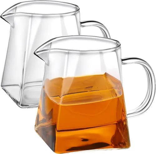 Vista 11 de Leinuosen 2 piezas Jarra de crema pequeña de vidrio con pico Jarra espumante de leche Jarra de vidrio elegante para café y té Jarra creativa