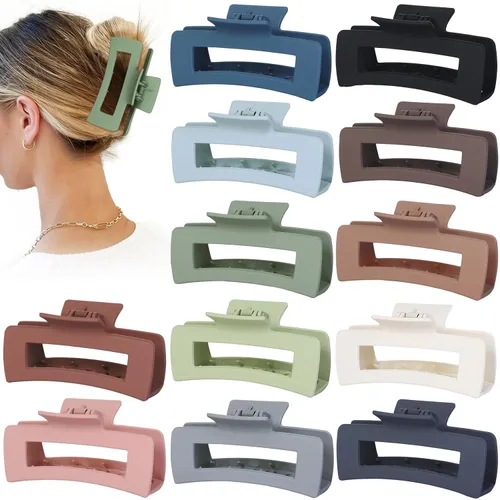 Vista 15 de Sisiaipu Accesorios para el cabello grandes de 4.1 pulgadas, 12 pinzas cuadradas grandes para cabello grueso, clips a granel jumbo para mujeres
