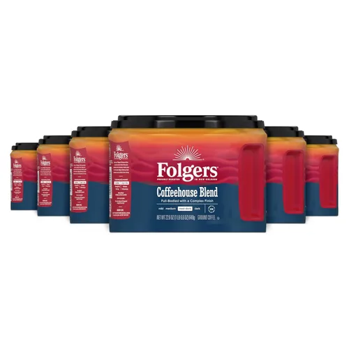 Vista 11 de Café molido Folgers Coffeehouse Blend, tostado medio-oscuro, 9.6 onzas