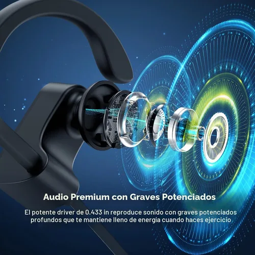 Vista 2 de Auriculares Bluetooth Lakukom, Auriculares Inalámbricos para Correr con Bajo Profundo con 16 Horas de Tiempo de Reproducción, Auriculares Bluetooth