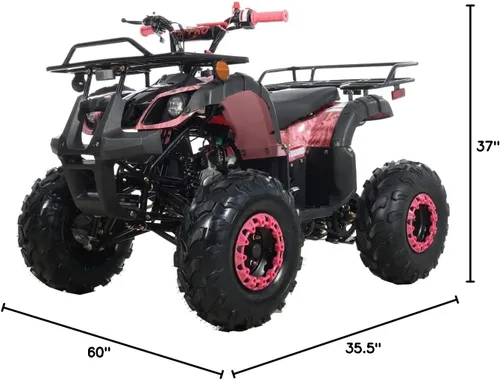 Vista 9 de HHH ATV de 125 cc con gas inverso para jóvenes, niños grandes, ATV Quad 4 ruedas con luces LED y neumáticos grandes y llantas a juego