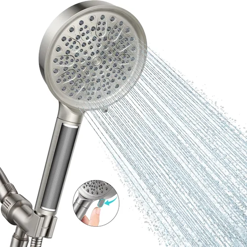Vista 10 de Cobbe Cabezal de ducha filtrado con mano, 6 modos de pulverización, filtros suavizantes de agua, elimina el cloro y reduce la piel seca, níquel