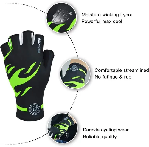 Vista 4 de Darevie Guantes de ciclismo, guantes de ciclismo de medio dedo, suaves y ligeros, guantes de ciclismo acolchados de gel que absorben los golpes