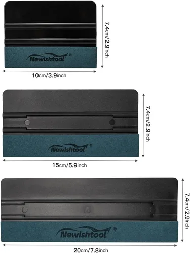 Vista 8 de NEWISHTOOL 3 unids vinilo envoltura escobilla de fieltro de diferentes 3 piezas - negro