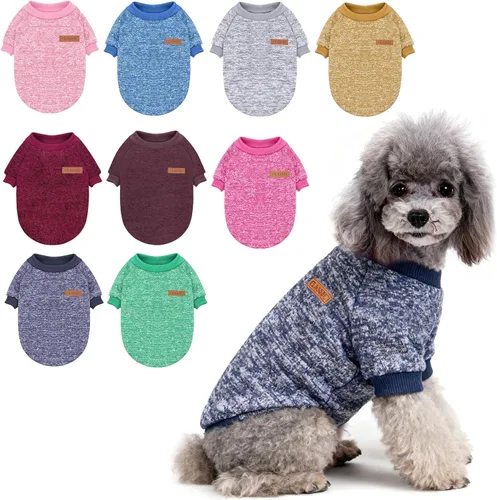 Vista 10 de 2 piezas de suéter clásico de punto para perro Idepet, abrigo de forro polar para perros pequeños y medianos, ropa cálida para perros y gatos