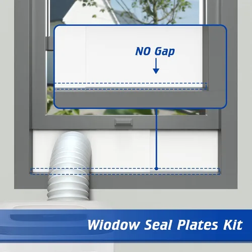 Vista 4 de Kit de ventana de aire acondicionado portátil para manguera de escape de 5 pulgadas de diámetro, paneles de sellado de ventana ajustables de 59
