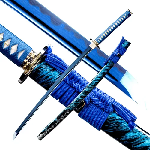 Vista 16 de Espada Katana Japonesa Samurai Hecha a Mano con Saya de Madera de Rayskin Dura, Puede Cortar Bambú