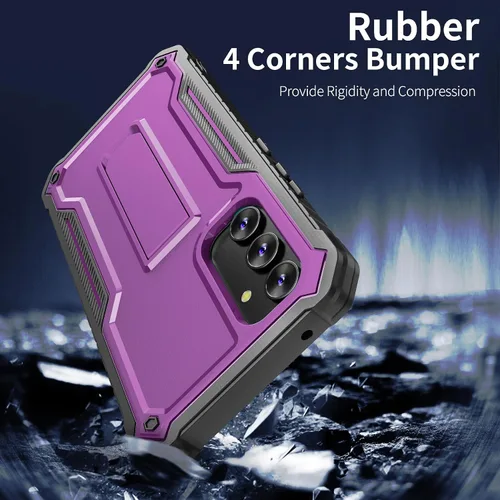 Vista 6 de ExoGuard Funda para Samsung Galaxy A54 5G, funda de goma resistente a prueba de golpes con protector de pantalla incorporado (morado)