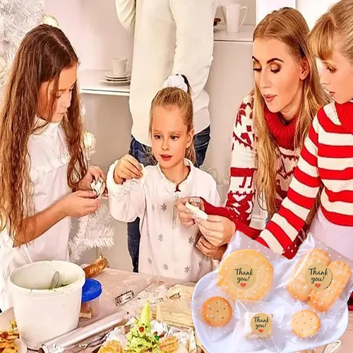 Vista 7 de YVPSI Bolsas autoadhesivas para galletas, bolsas de celofán transparentes con sello, etiquetas de agradecimiento para embalaje, dulces, panadería