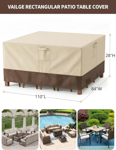 Vista 2 de Fundas para muebles de patio, impermeables, rectangulares, fundas para muebles de exterior, impermeables, resistentes al viento, con asas