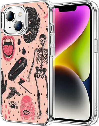 Vista 6 de Funda compatible con iPhone 15, divertida funda protectora de TPU a prueba de golpes para niñas y mujeres