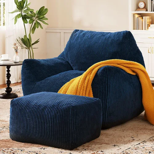 Vista 16 de Puf grande para adultos, ultra suave, para sala de estar Beige