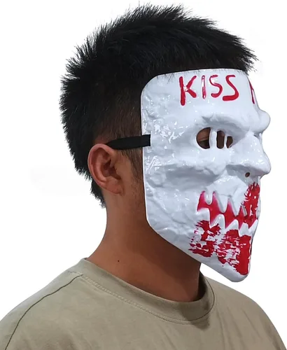 Vista 3 de Máscara de PVC con diseño de asesino de terror de PVC para disfraz de fiesta de Halloween