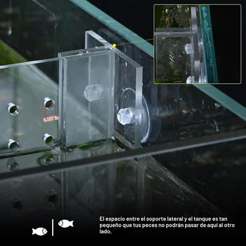Vista 5 de Divisor de tanque de peces acrílico, divisor de tanque de 5 galones, juego de separador de tanque de peces transparente ajustable con ventosas