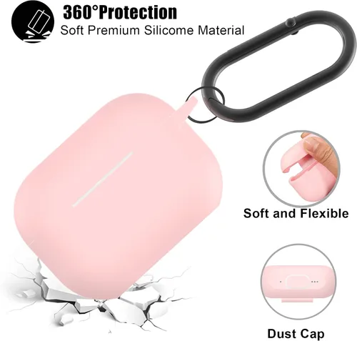 Vista 3 de Funda para Airpods Pro 2 con llavero, funda protectora de silicona suave rosa para Apple Airpods Pro Gen 2, LED frontal visible