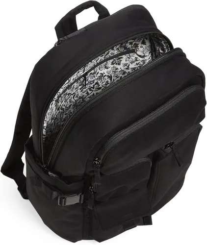 Vista 3 de Vera Bradley Mochila grande de algodón para mujer, Negro