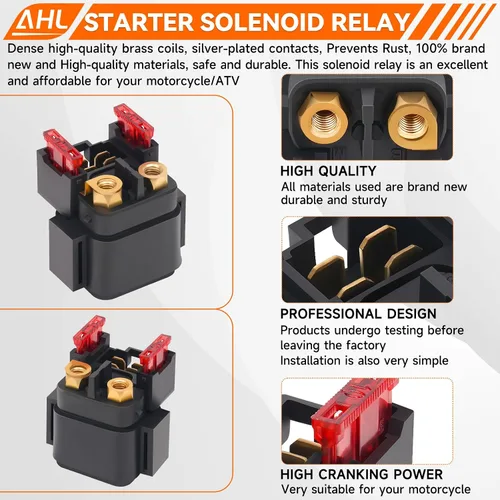 Vista 7 de AHL Relé solenoide de arranque para Yamaha XVS1100 V-Star Custom/Classic 1999-2009