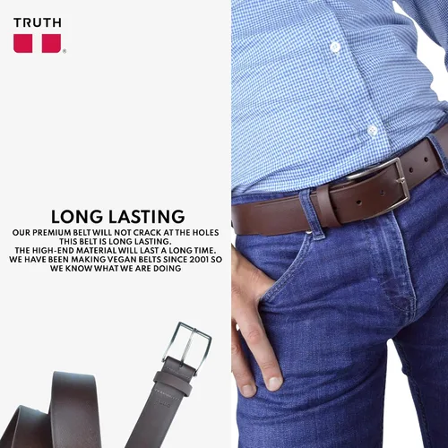 Vista 5 de Truth El cinturón vegano para hombre tiene un diseño clásico para cada ocasión, cinturones de trabajo perfectos para hombres, cinturones duraderos