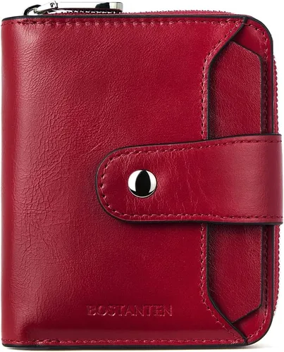 Vista 8 de BOSTANTEN - Billetera de cuero para mujer, pequeña, con bloqueo RFID, de dos pliegues, bolsillo con cremallera, tarjetero con ventana para 1-beige