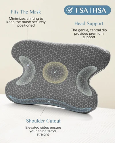 Vista 5 de HSA/FSA Almohada de camping, almohada CPAP de espuma viscoelástica plegable para todos los usuarios de CPAP Almohada de viaje pequeña con funda