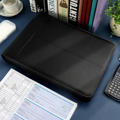 Vista 7 de SUNEE Carpeta de Talonario de Cheques Comercial con Cremallera de 7 Anillos de 1 Pulgada con Cremallera para Cheques Comerciales (9" x 13"), Carpeta