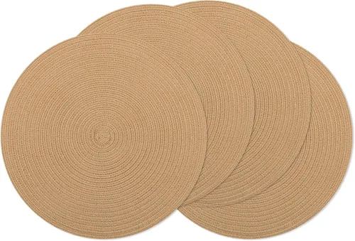 Vista 80 de SHACOS Juego de 4 manteles individuales redondos lavables de 15 pulgadas, de algodón, poliéster, trenzados, para mesa de comedor, boda, decoración