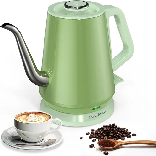 Vista 8 de Hervidor eléctrico de cuello de cisne de 0.8 L, acero inoxidable de ebullición rápida de 1200 W, apagado automático, hervidor de precisión para café