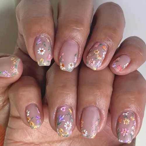 Vista 19 de Uñas postizas a presión de almendra marrón, medianas con diseños de leopardo y purpurina, uñas postizas en forma de almendra otoñal, uñas acrílicas